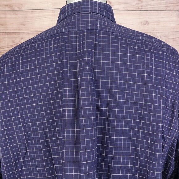 DANIEL CREMIEUX CLASSICS CLASSIC FIT BLUE CHECK BUTTON UP SHIRT MENS XL - Picture 5 of 6